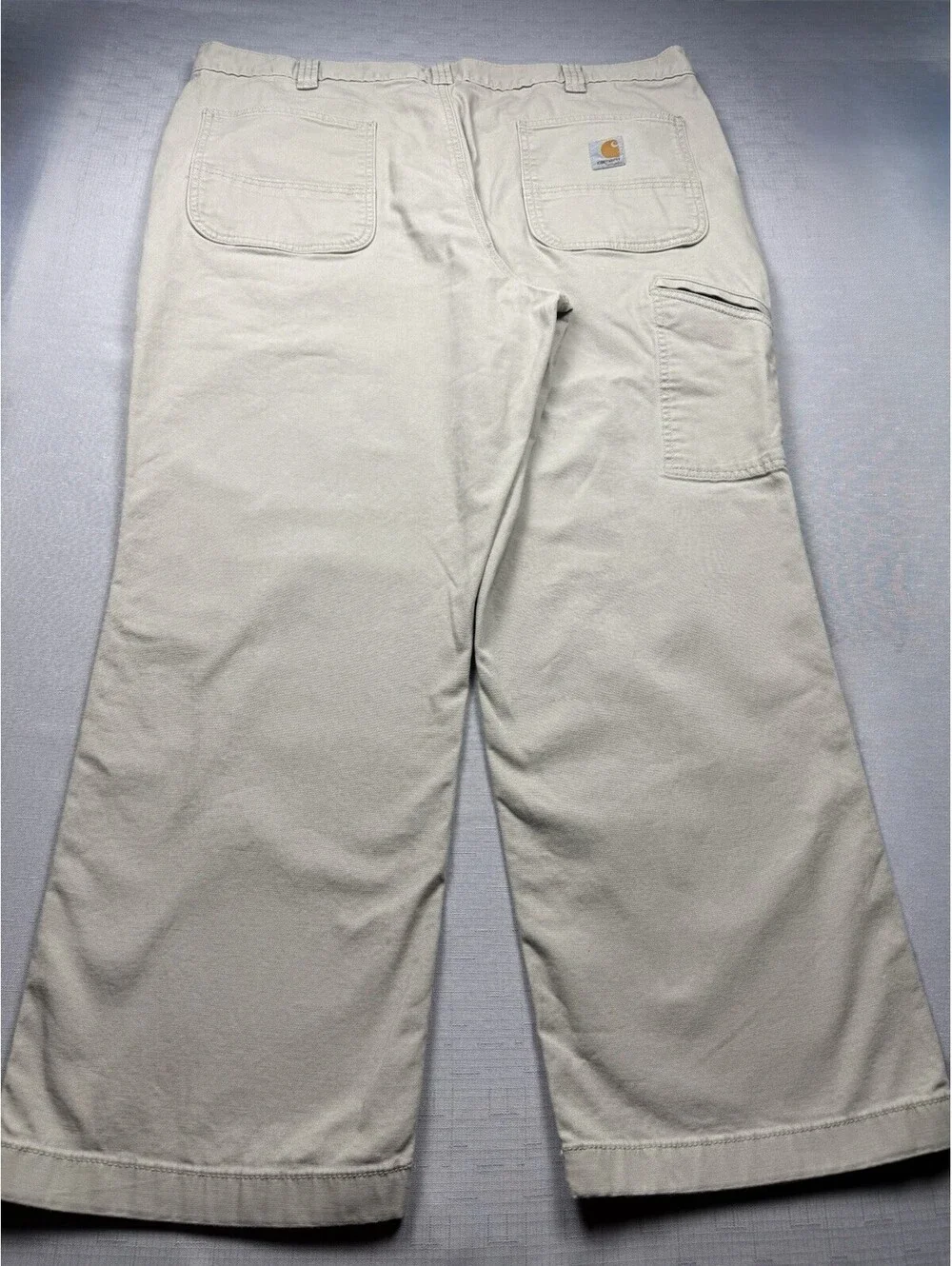Carhartt Relaxed Fit Canvas Work Pants Mens 40x28 Khaki Beige Utility Work